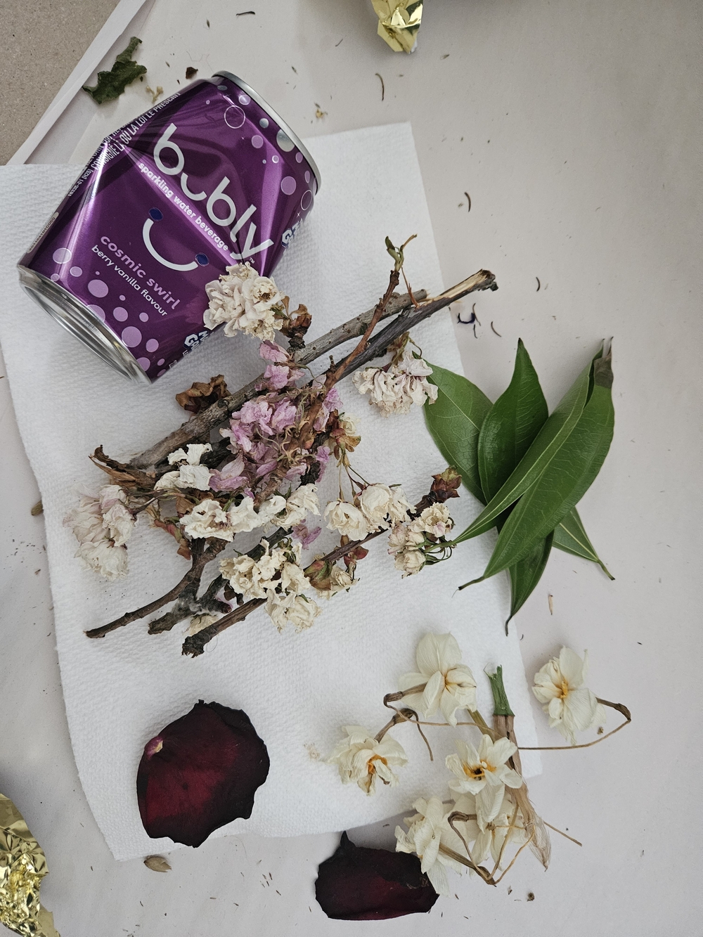 Bubly Sparkling Water Can + Multi Types Of Dry Flowrs Bundle